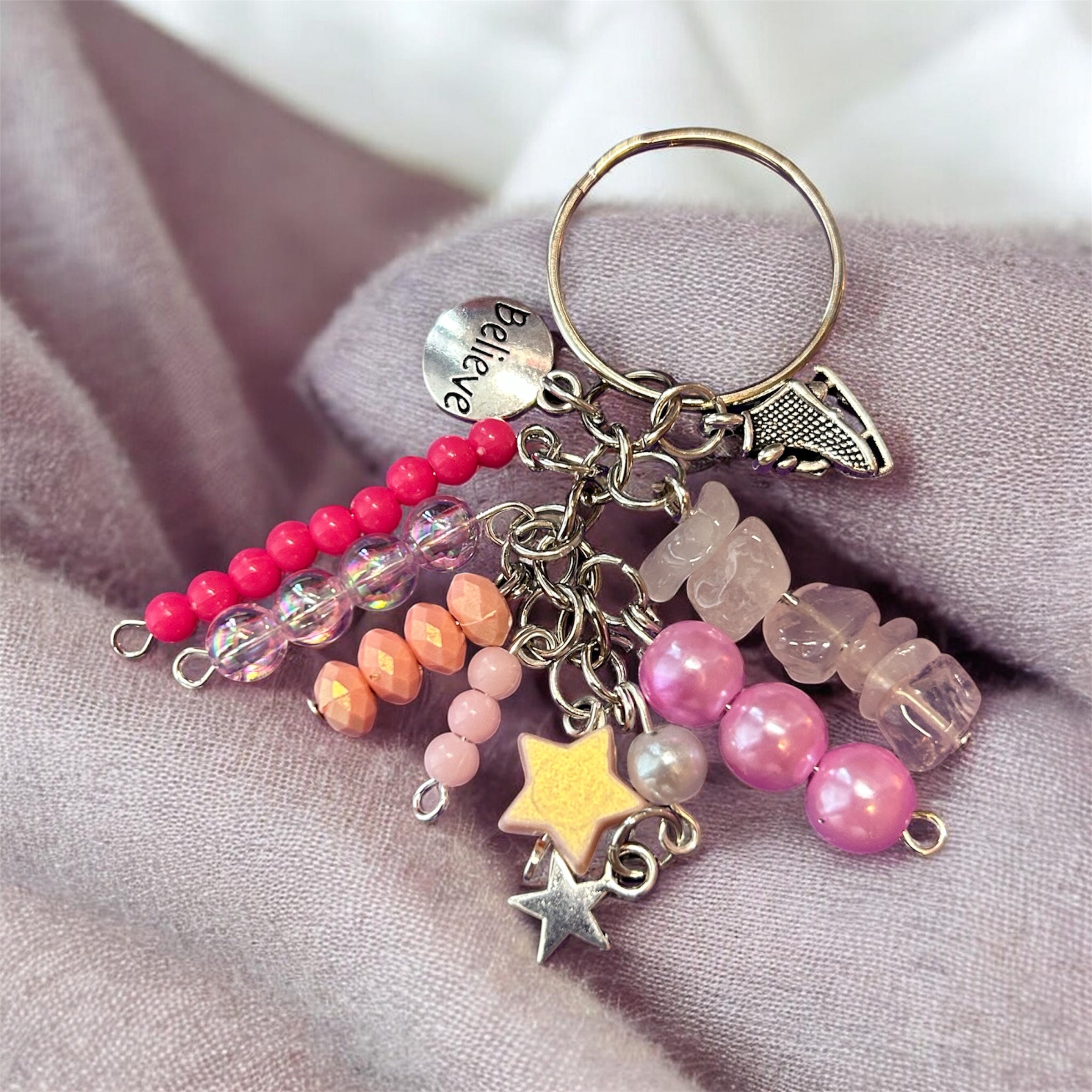 Rose Quartz Bag Charms - Taurus Birthstone