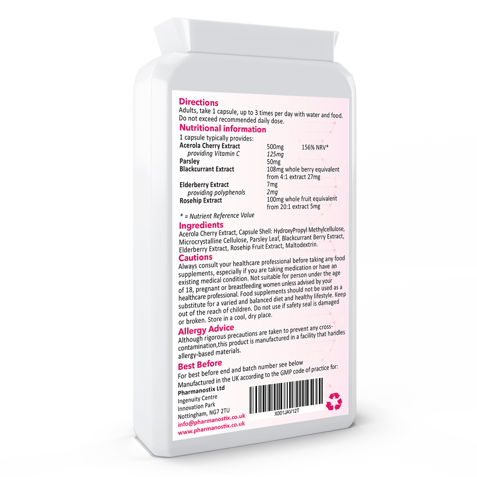 Natural Food Vitamin C 60 Capsules - Immune Support & Fatigue Reduction