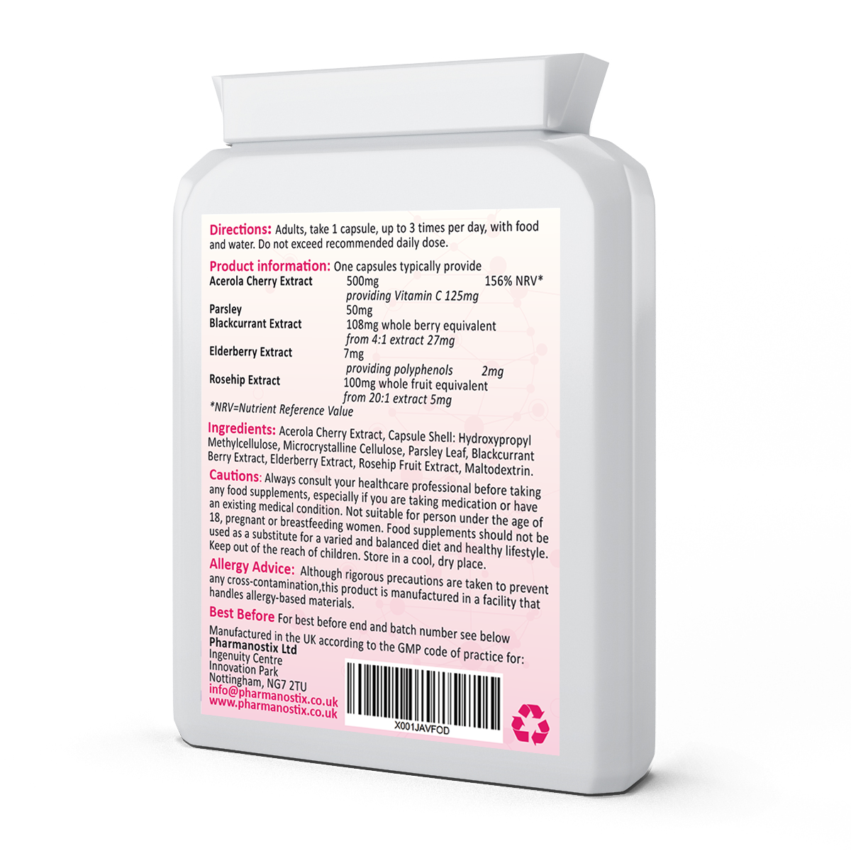 Natural Food Vitamin C 60 Capsules - Immune Support & Fatigue Reduction