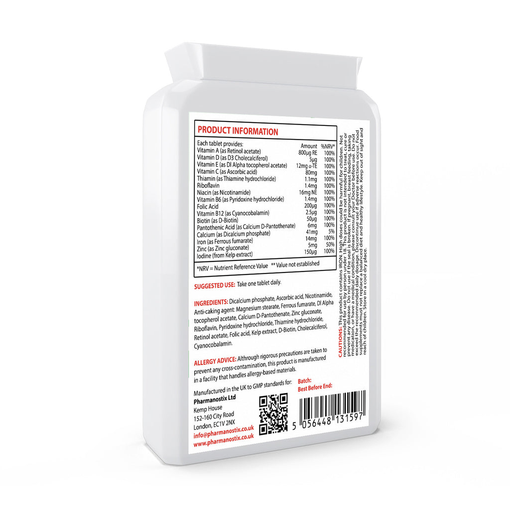 MultiVitamins & Minerals with Iron 60 Tablets -100% NRV